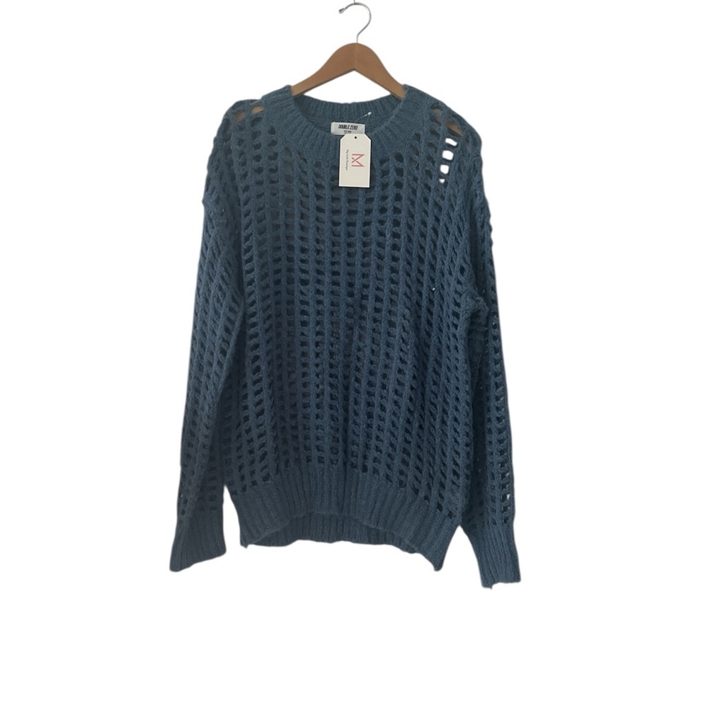 Double Zero Slate Blue Open-Knit Oversized Sweater NWT sz Small